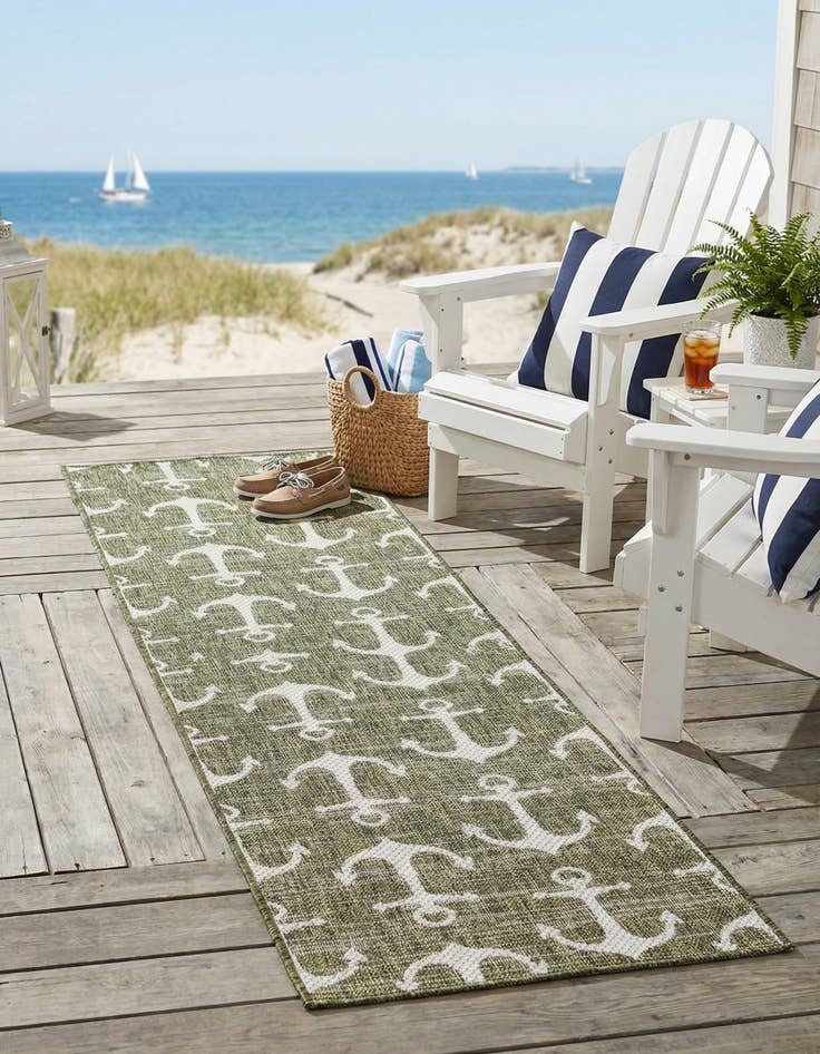 Detail image of 2' x 8'  Washable Coastal Indoor / Outdoor Runner Rug