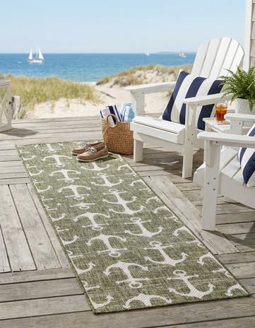 2' x 8' Easy-Clean Coastal Indoor / Outdoor Runner Rug
