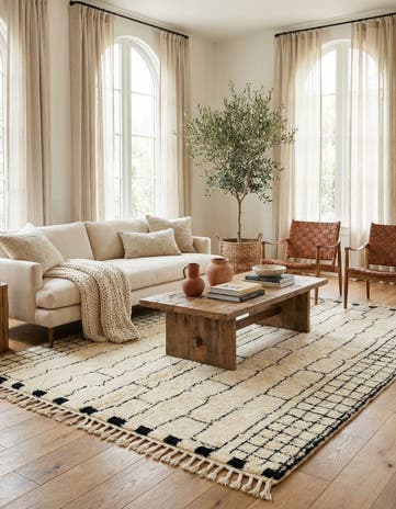 6' 9 x 10' 5 Hand Knotted Moroccan Wool Rug