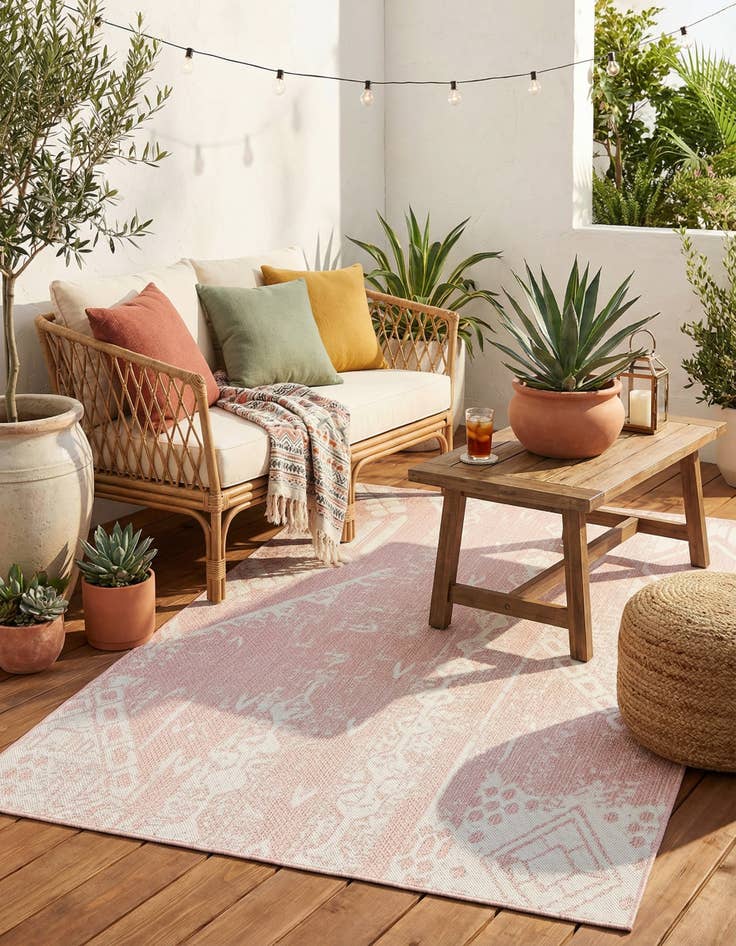 Detail image of 5' 3 x 8'  Washable Bohemian Indoor / Outdoor Rug