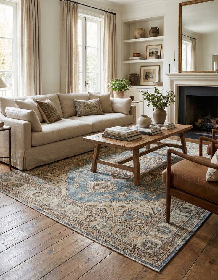 Detail image of 6' 7 x 8'  Hand Knotted Ultra Vintage Persian Wool Rug