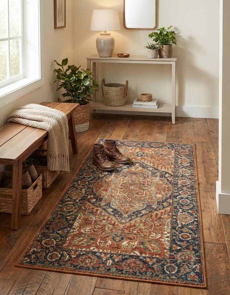 Detail image of 2' 7 x 5' 3  Washable Traditional Indoor / Outdoor Runner Rug