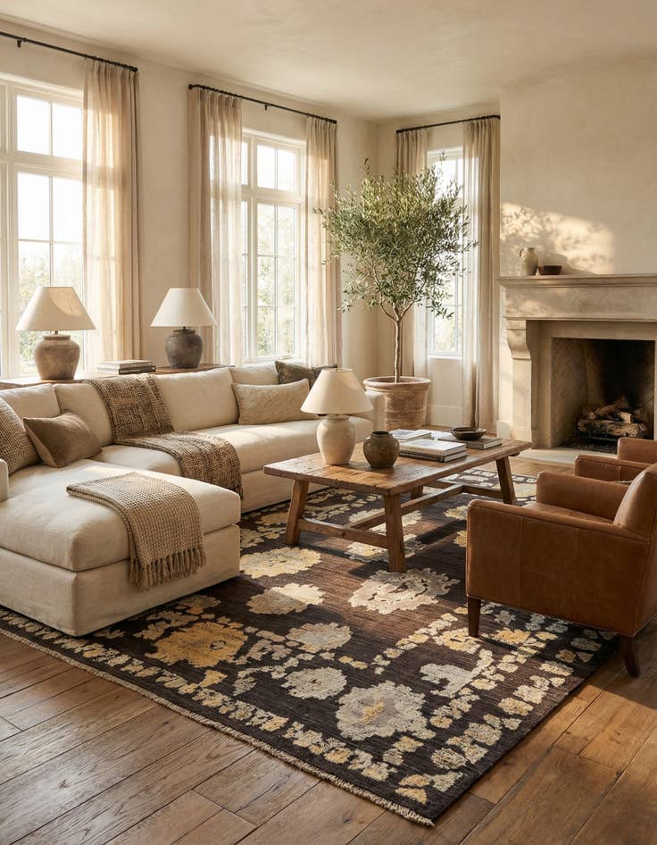 Detail image of 9' 4 x 12' 1  Hand Knotted Oushak Wool Rug