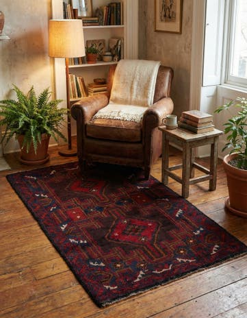 2' 8 x 4' 9 Hand Knotted Balouch Persian Wool Rug