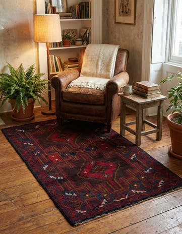 2' 8 x 4' 9 Hand Knotted Balouch Persian Wool Rug