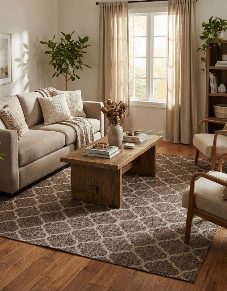 Detail image of 13' x 13'  Washable Trellis Indoor / Outdoor Square Rug