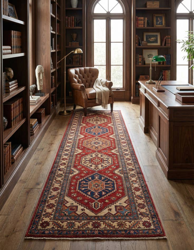 Detail image of 3' 8 x 11'  Hand Knotted Meshkin Persian Wool Runner Rug