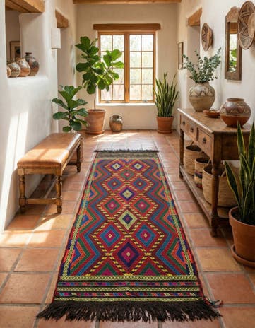 2' 7 x 9' Hand Knotted Kilim Fars Persian Wool Runner Rug