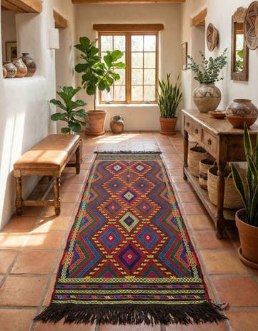 2' 7 x 9' Hand Knotted Kilim Fars Persian Wool Runner Rug
