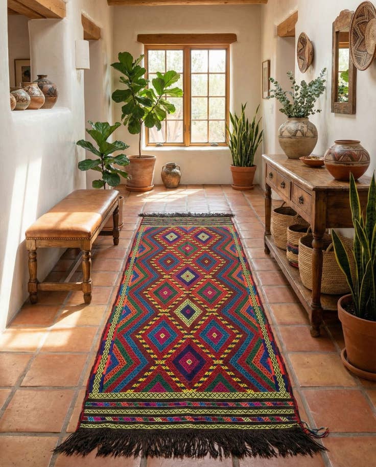 Detail image of 2' 7 x 9' Hand Knotted Kilim Fars Persian Wool Runner Rug