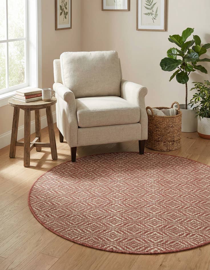 Detail image of 4' x 4'  Washable Trellis Indoor / Outdoor Round Rug