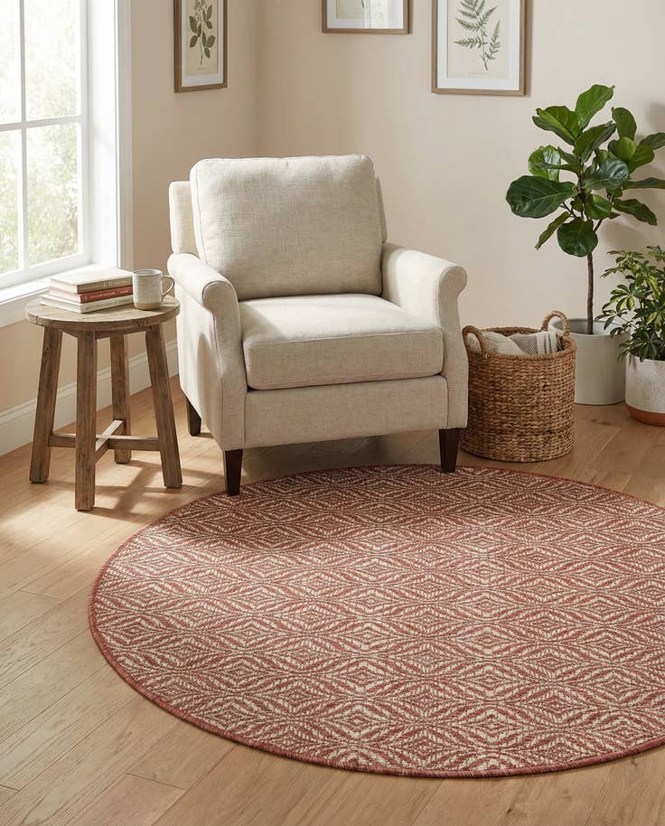 Detail image of 4' x 4' Easy-Clean Trellis Indoor / Outdoor Round Rug