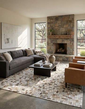 5' 7 x 7' 10 Cowhide Stocks Rug