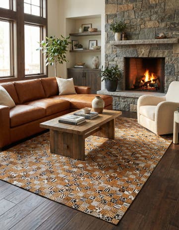 5' 1 x 8' Cowhide Leather Rug