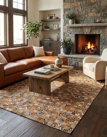 5' 1 x 8' Cowhide Leather Rug