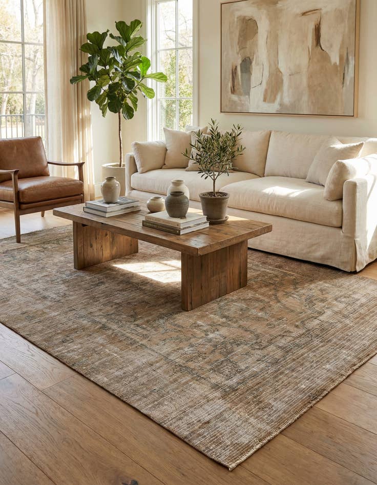 Detail image of 6' 2 x 9' 2  Hand Knotted Ultra Vintage Persian Wool Rug