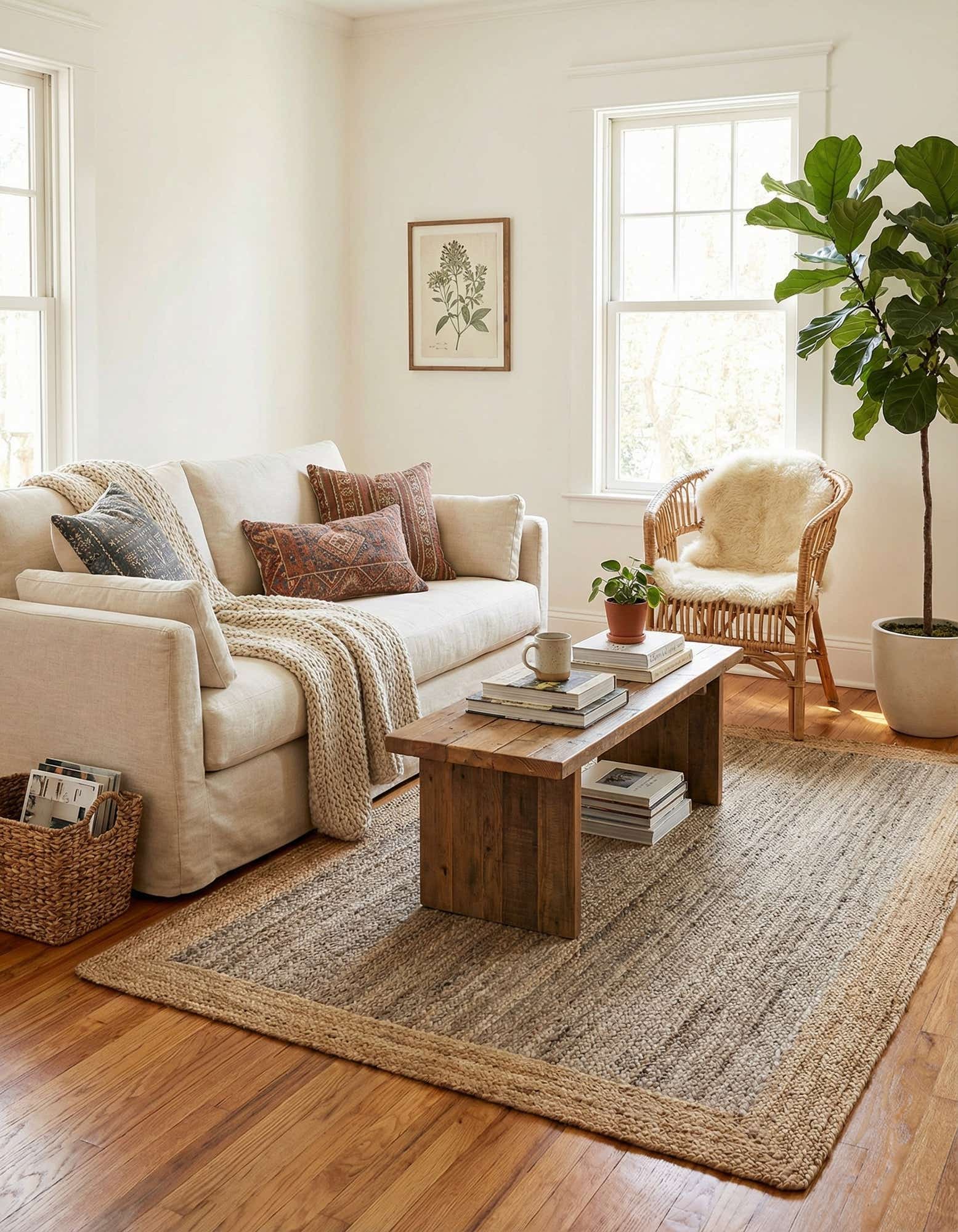 5' 3 x 8' Handmade Braided Jute Rug