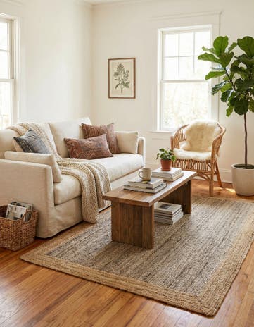 5' 3 x 8' Handmade Braided Jute Rug