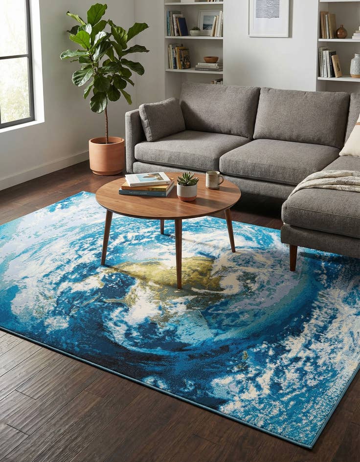 Detail image of 5' 3 x 8'  Washable Modern Indoor / Outdoor Rug