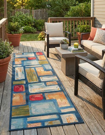 2' 7 x 9' Easy-Clean Modern Indoor / Outdoor Runner Rug