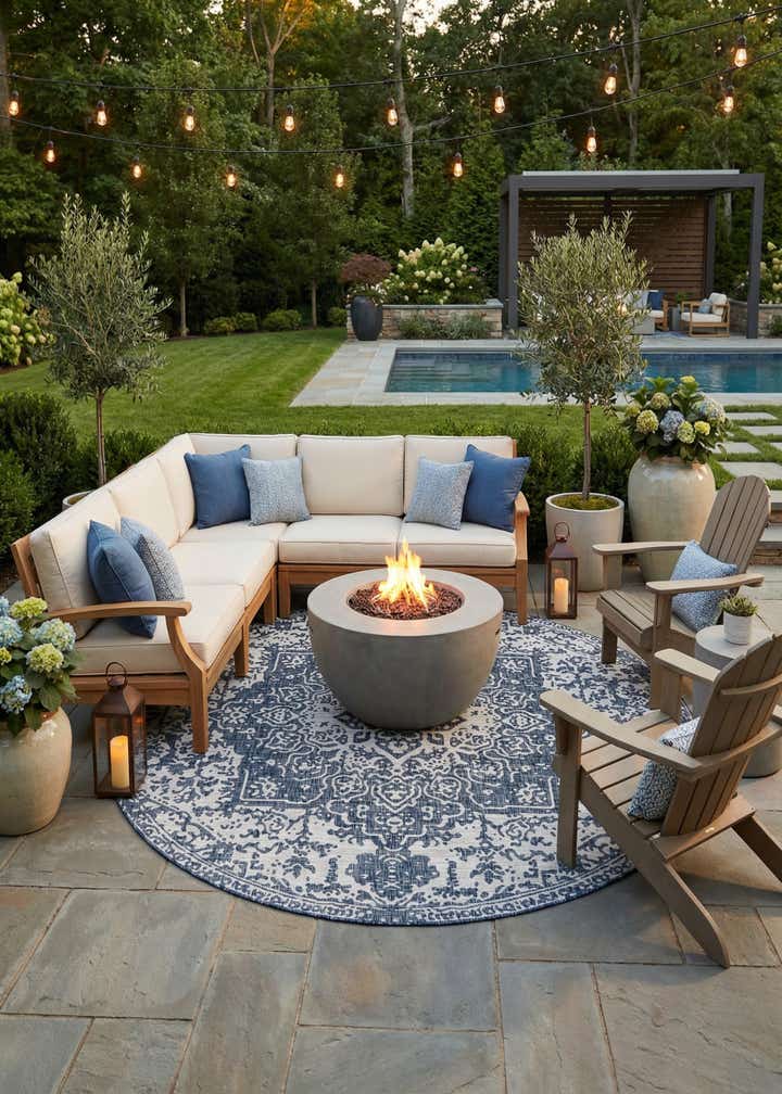 10' 8 x 10' 8 Easy-Clean Jill Zarin Dubai Indoor / Outdoor Round Rug