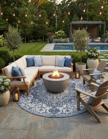 10' 8 x 10' 8 Easy-Clean Jill Zarin Dubai Indoor / Outdoor Round Rug