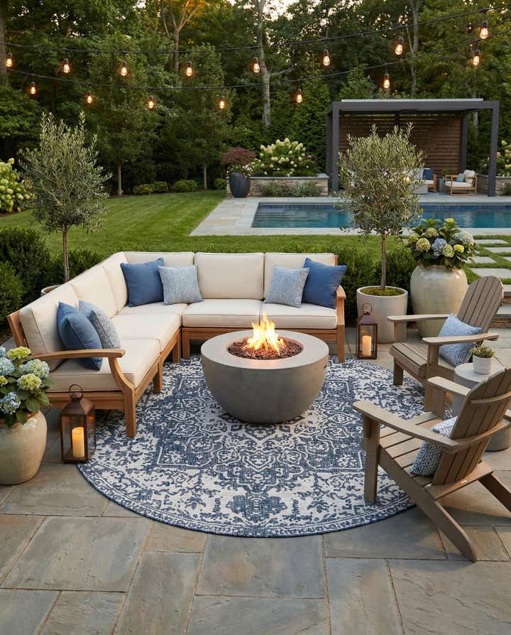 10' 8 x 10' 8 Easy-Clean Jill Zarin Dubai Indoor / Outdoor Round Rug