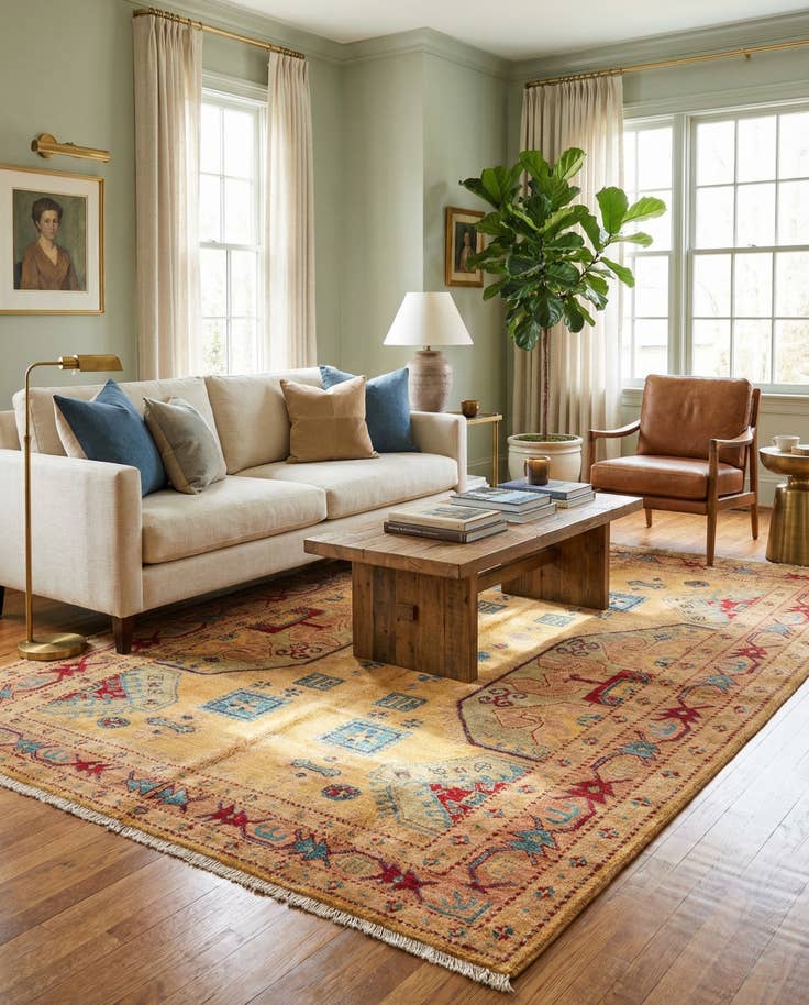 Detail image of 5' 1 x 7' 4 Hand Knotted Ziegler Wool Rug