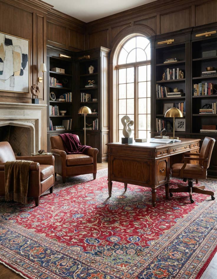 Detail image of 9' 7 x 12' 6  Hand Knotted Kashmar Persian Wool Rug