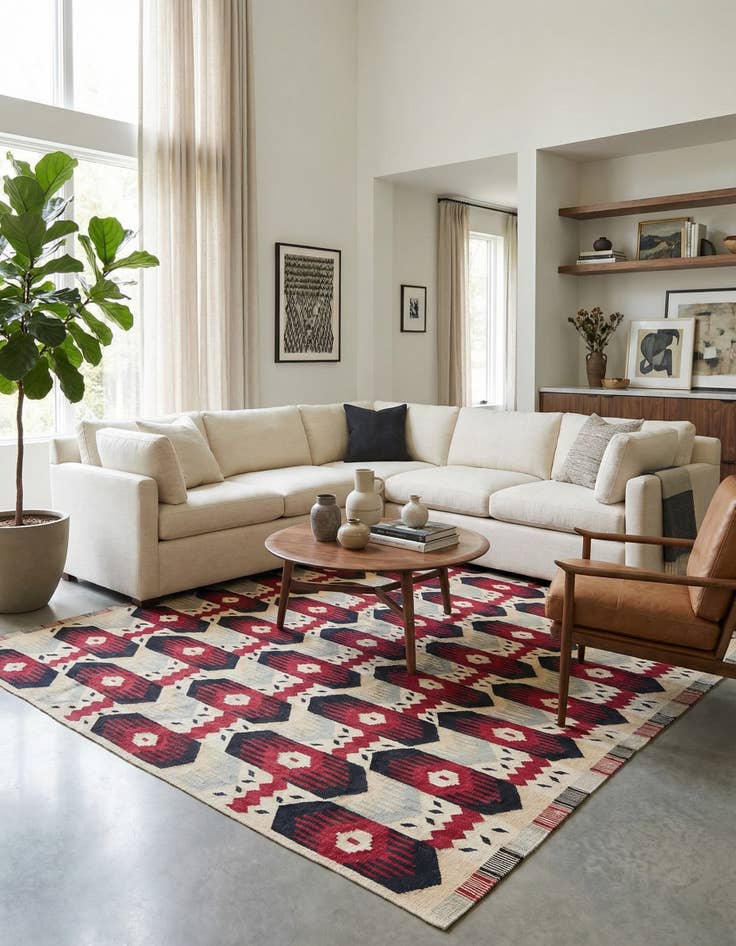 Detail image of  8' 9 x 11' 6  Hand Woven Kilim Modern Wool Rug