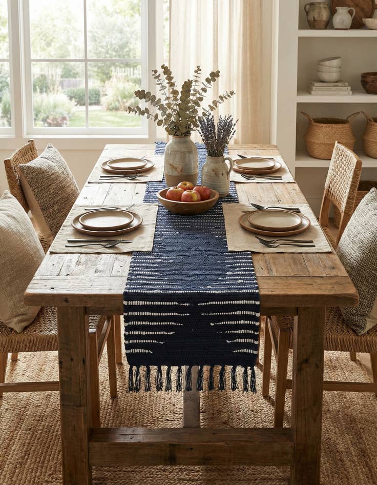 Detail image of  1' 2 x 4' 1  Hand Woven Chindi Cotton Table Runner Rug