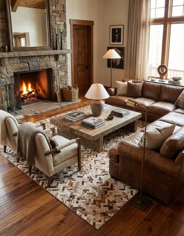 5' x 7' 8 Cowhide Leather Rug