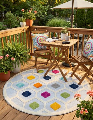 5' 3 x 5' 3 Easy-Clean Aruba Indoor / Outdoor Round Rug