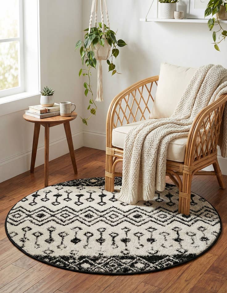 Detail image of  3' x 3' Moroccan Trellis Round Rug