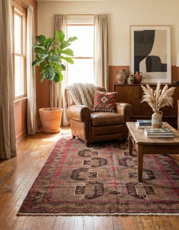 3' 7 x 6' 3 Hand Knotted Ultra Vintage Persian Wool Rug