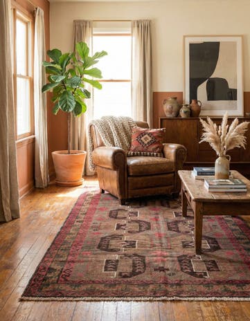 3' 7 x 6' 3 Hand Knotted Ultra Vintage Persian Wool Rug