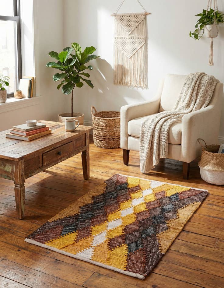 Detail image of 2' x 3' 1  Hand Braided Chindi Cotton Rug