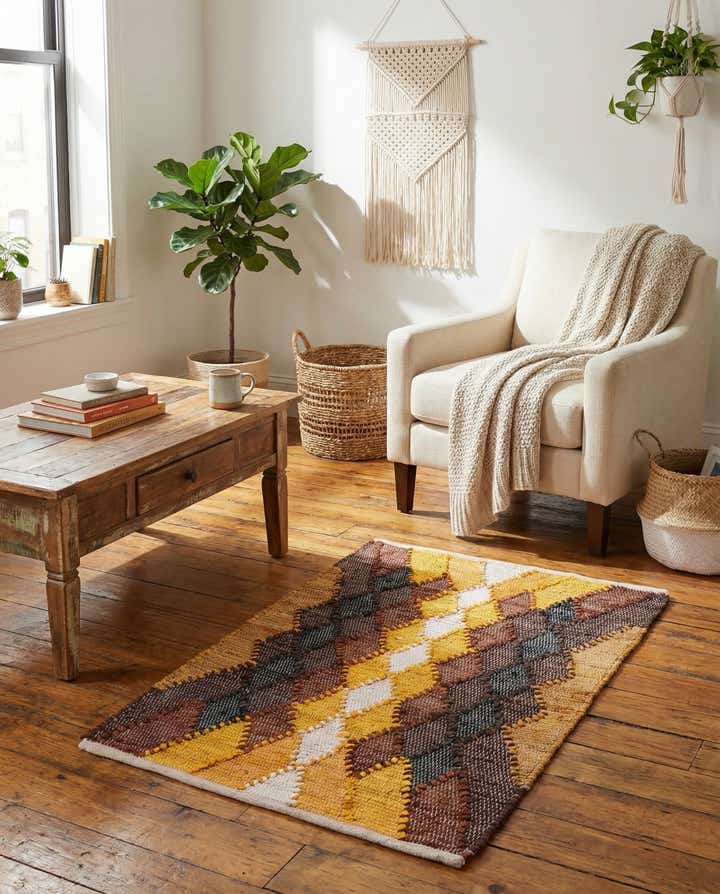 2' x 3' 1 Hand Braided Chindi Cotton Rug