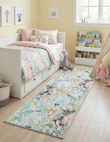 2' 2 x 6' Animals Whimsy Kids Runner Rug