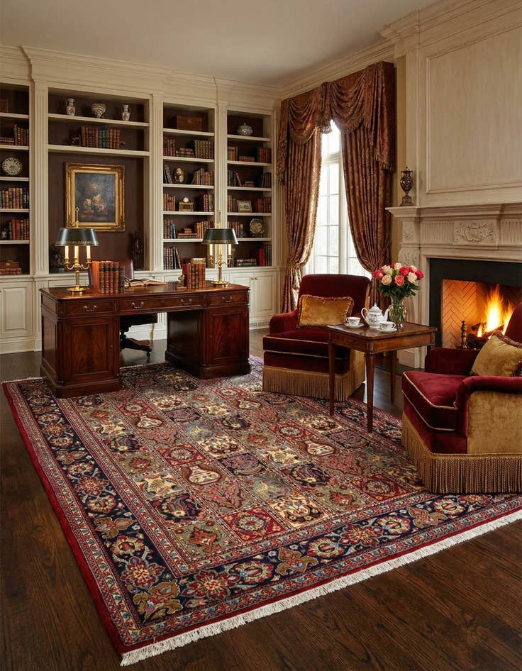 Detail image of  4' 8 x 6' 11 Qom Rug