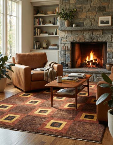 4' 8 x 7' Hand Knotted Modern Ziegler Rug