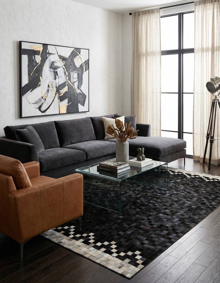 Detail image of  5' x 8' Cowhide - Patchwork Rug