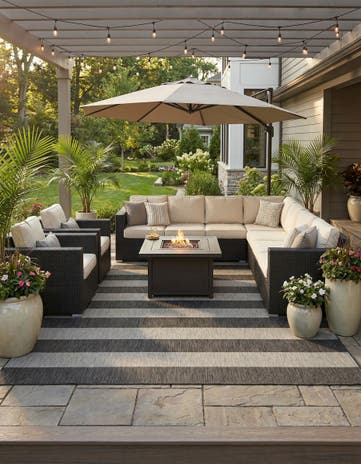 10' 8 x 10' 8 Easy-Clean Ribbon Indoor / Outdoor Square Rug