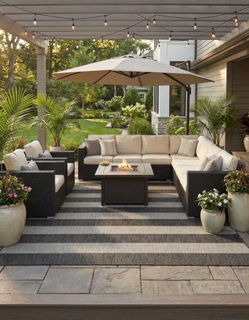 10' 8 x 10' 8 Easy-Clean Ribbon Indoor / Outdoor Square Rug