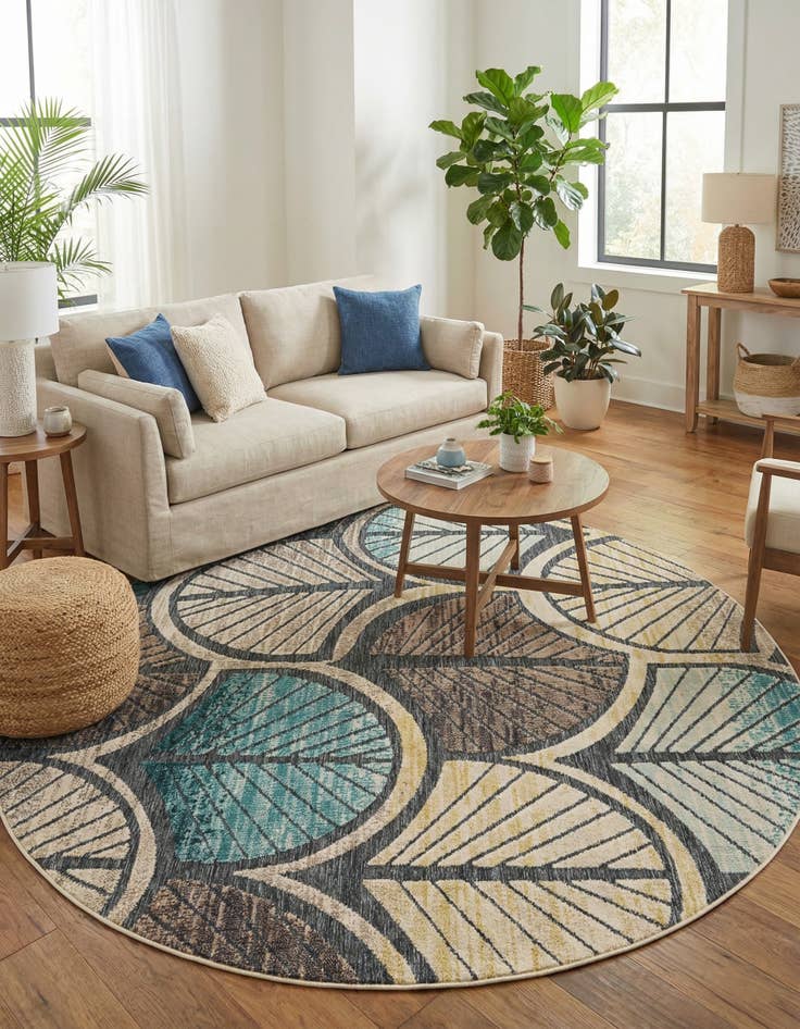 Detail image of  7' 10 x 7' 10  Washable Casablanca Indoor / Outdoor Round Rug