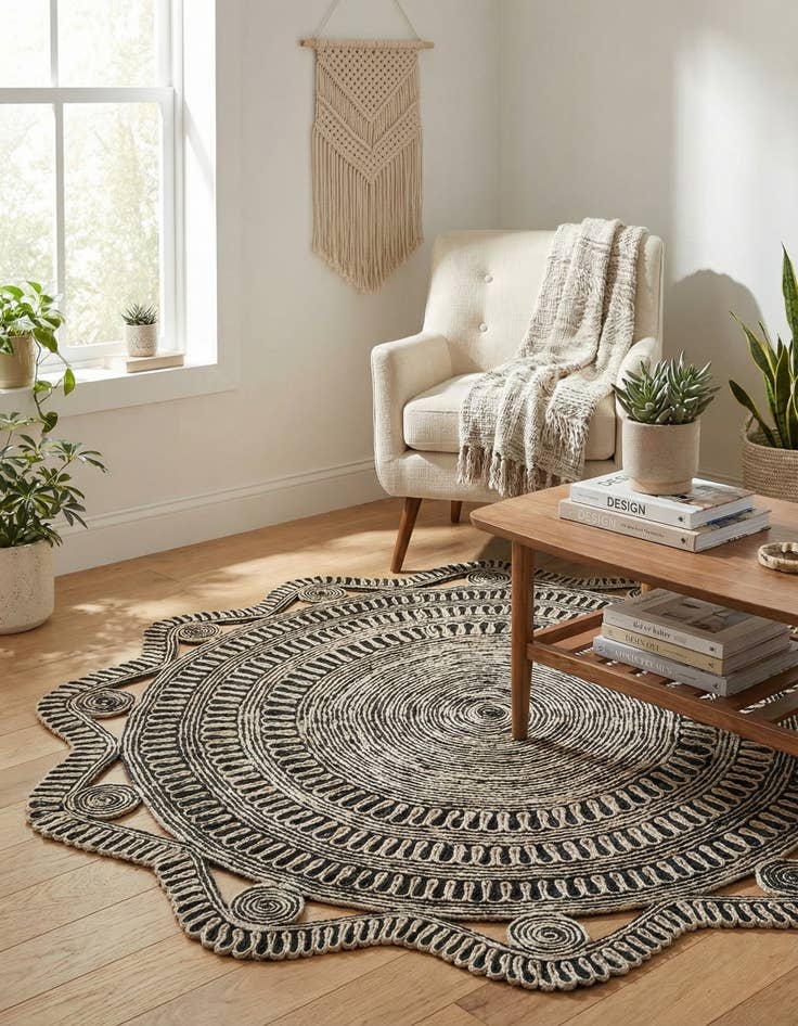 Detail image of 6' 1 x 6' 1  Hand Braided Jute Round Rug