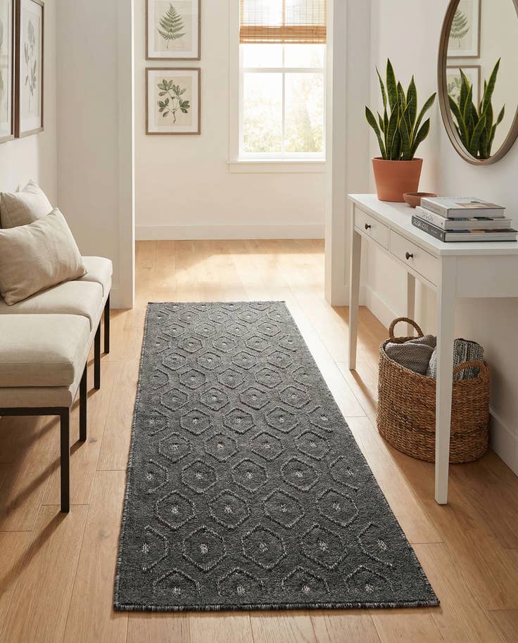 Detail image of 2' x 6' Easy-Clean Trellis Textured Indoor / Outdoor Runner Rug