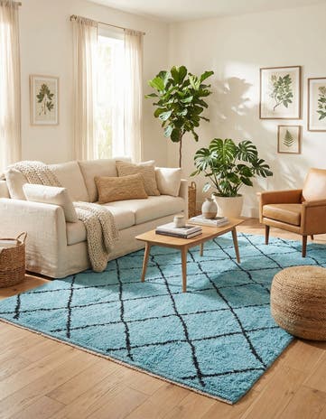 4' 11 x 8' 3 Hand Knotted Moroccan Wool Rug