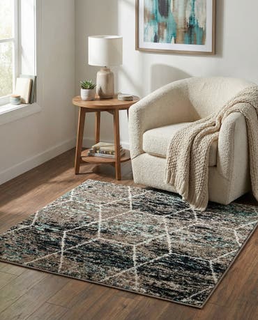  3' x 3' Lattice Frieze Square Rug