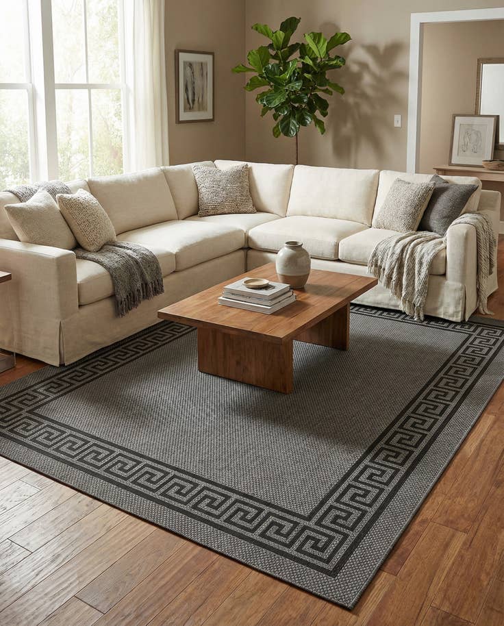 Detail image of 9' x 12' Easy-Clean Border Indoor / Outdoor Rug